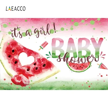 

Laeacco Baby Shower Backdrops For Photography Watermelon Girl Heart Photo Backgrounds Birthday Photophone Party Decor Photozone