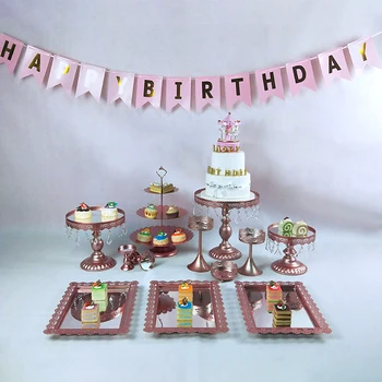

Mirror Cake Stand 2019 new arrive Wedding Cupcake Stand Set Crystal Candy Bar Decoration Cake candy bar decoration cake tools