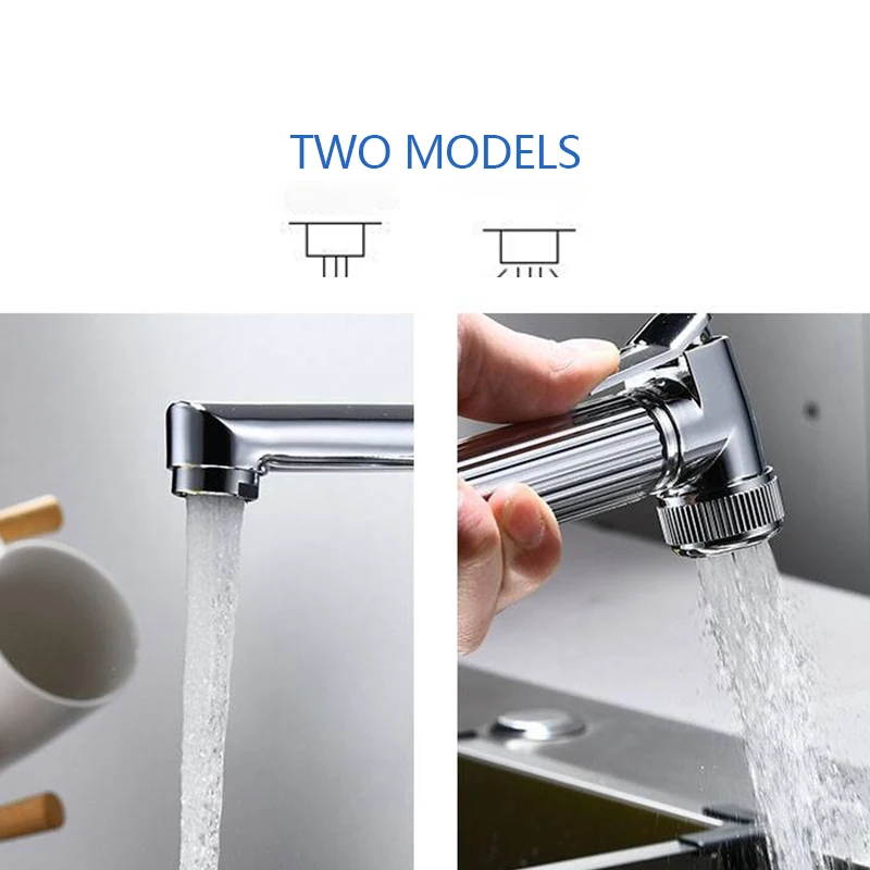 Kitchen Faucet Deck Mounted Mixer Tap 360 Degree Rotation Stream Sprayer Nozzle Kitchen Sink Hot Cold Taps with Spray Gun small kitchen sink