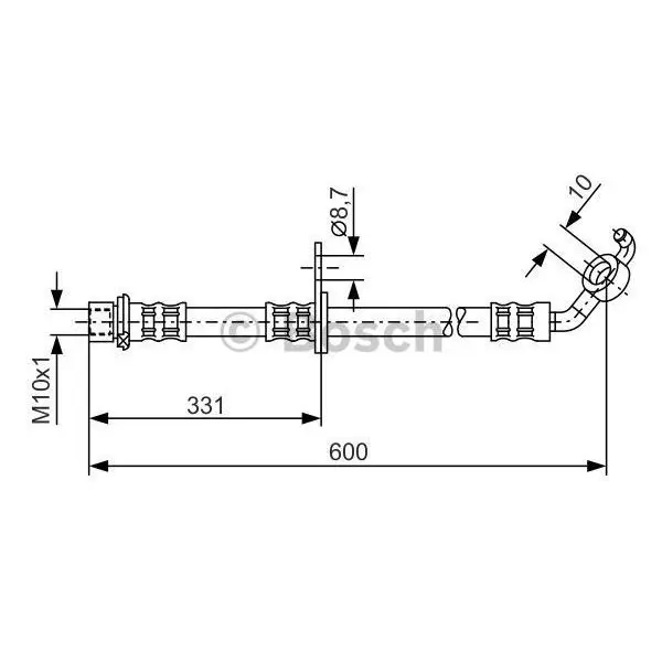 Шланг торм. пер. п.\ Toyota RAV 4 1.8/2.0/2.4D-4D 00 L 600 BOSCH