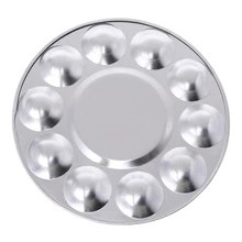 Алюминиевая круглая палитра масляной живописи для дизайна ногтей с 10 канавками