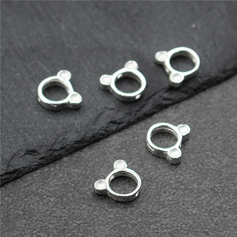 

Real 925 Sterling Silver Bracelet Accessories Cartoon Bear Frame Suit DIY Bracelet Making Fine Jewelry