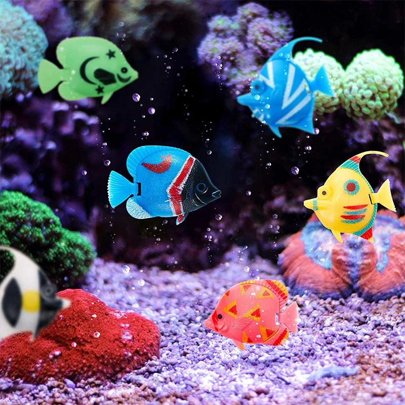 Fish Tank Ornaments 10 Pcs Artificial Moving Plastic Floating Lifelike Fish For Fish Tank (Random Fish)