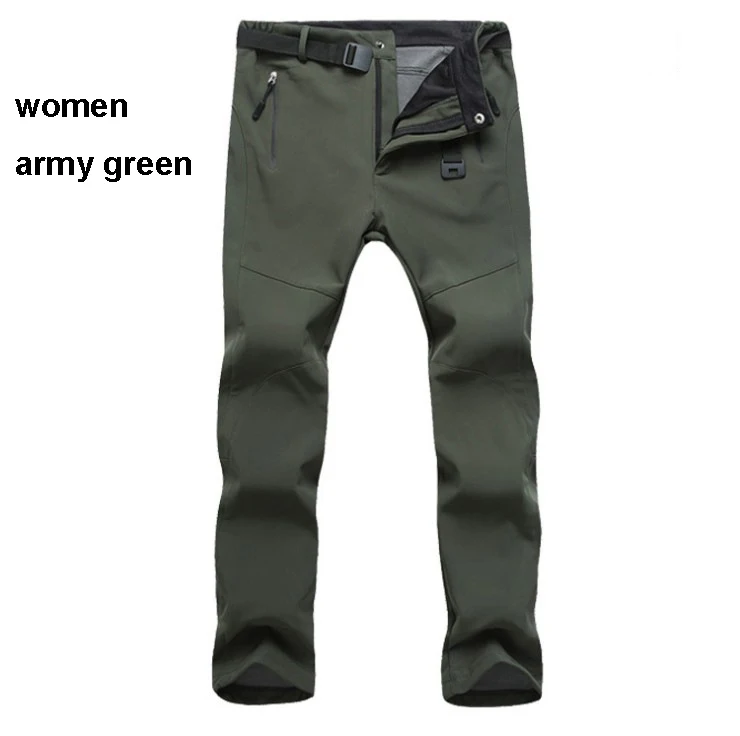 women army green Новинка, зимние лыжные штаны для сноуборда, мужские и женские Треккинговые флисовые штаны для кемпинга, походов, лыжного спорта, водонепроницаемые ветрозащитные брюки - Цвет: women army green