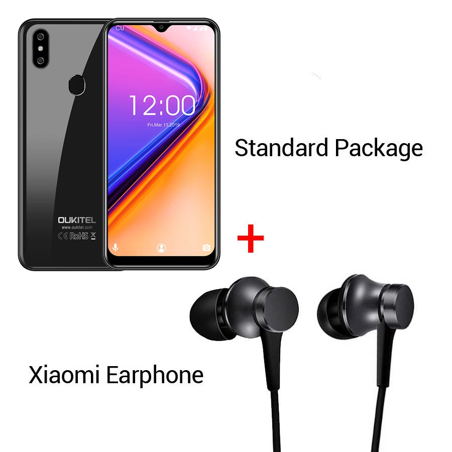 Мобильный телефон OUKITEL C15 Pro+ 6,088 ''19:9 Android 9,0 Pie 3 ГБ 32 ГБ MT6761 с каплями отпечатков пальцев для распознавания лица 5G WiFi 4G - Цвет: Black N Earphone