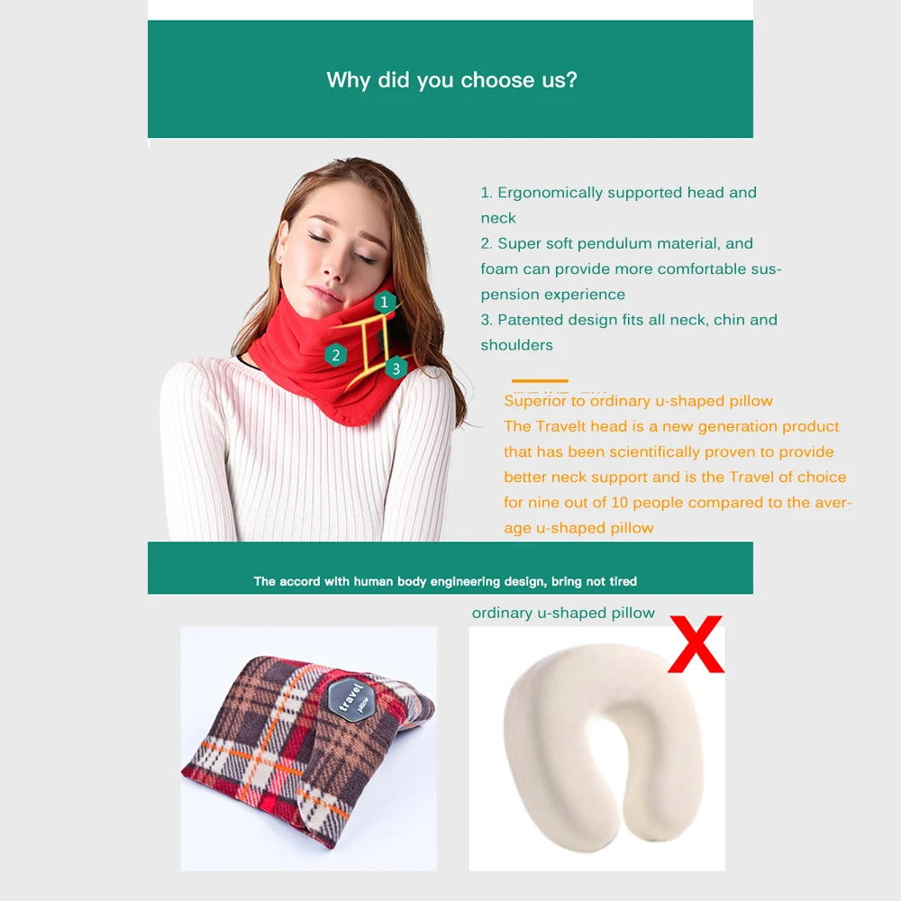 1pcs Airplane Traveling Neck Pillow Comfortable Travel Pillows Portable Nap Accessory For Sleep Pillow Travel