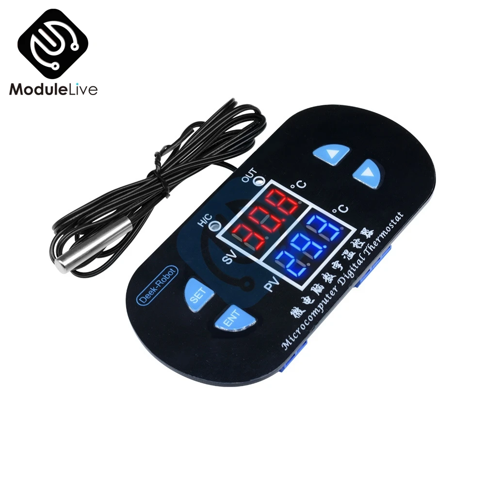 XH-W1308 с двумя светодиодными цифровыми Регулируемый AC/DC 12V AC 110 V-220 V Прохладный тепла Сенсор красные, синие Температура контроллер температуры для контроля температуры термостата - Цвет: 12V 10A Red Blue