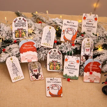 

2pcs Multi Style Christmas Wooden Tags DIY Crafts Christmas Tree Elk Santa Deer Hanging Tag New Year Xmas Party Packaging Labels