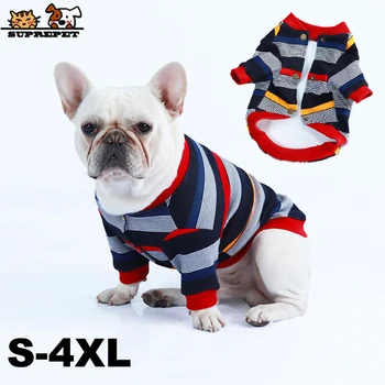

SUPREPET Pet Dog Clothes for French Bulldog Stripe Colorful Dog Jacket Swearter Winter Spring Warm Cotton Dog Jacket ropa perro