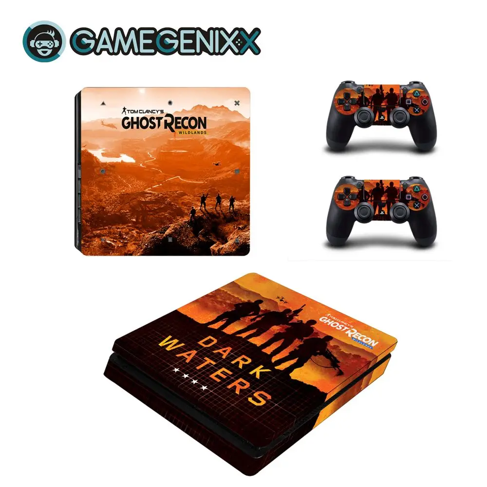 Защитная Наклейка на кожу GAMEGENIXX, полный комплект для PS4 Slim Console и 2 контроллера-Ghost Recon