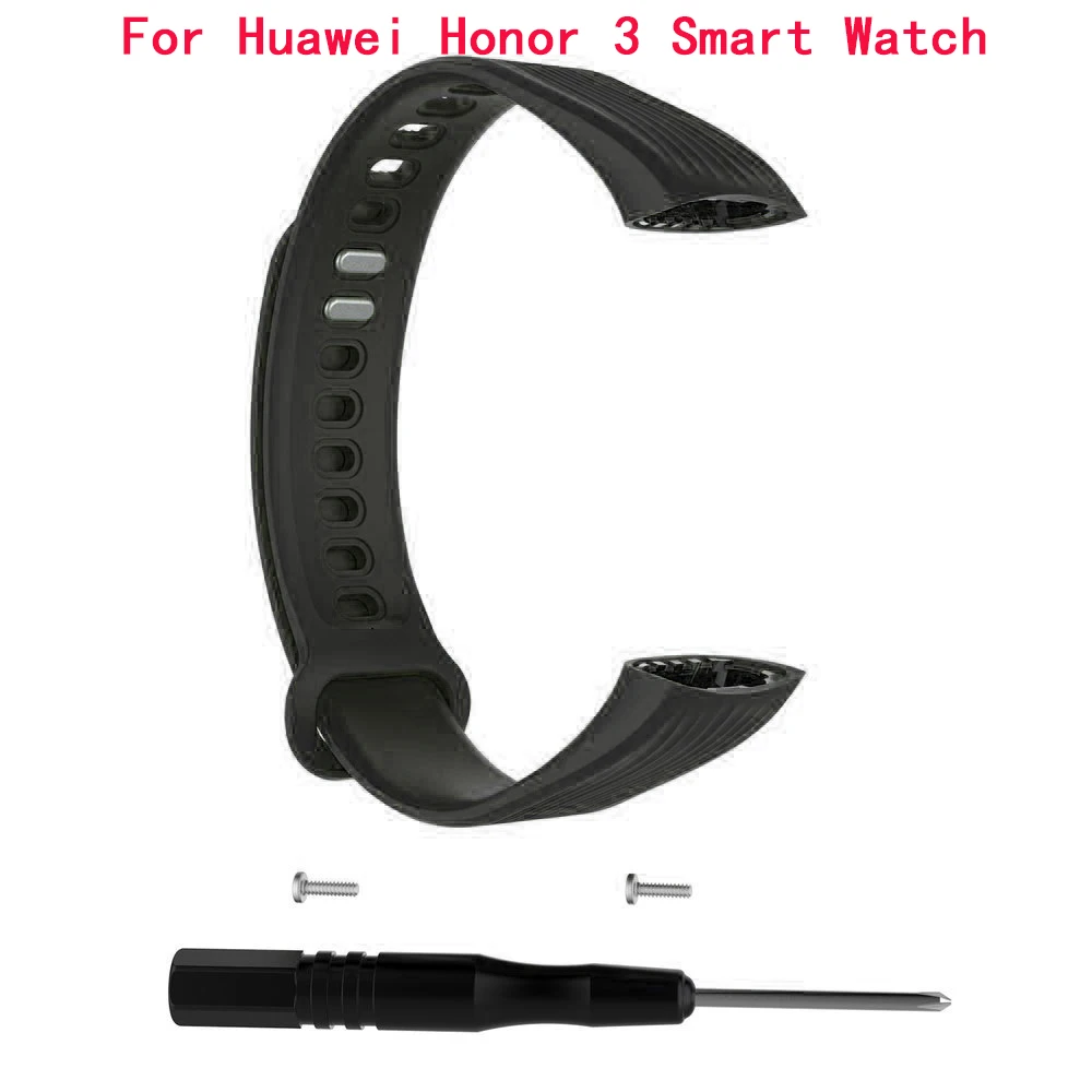 Для huawei Honor 4 ремешок силиконовый браслет ремешок спортивный сменный водонепроницаемый браслет с инструментом для huawei Honor 3 умные часы - Цвет: Black