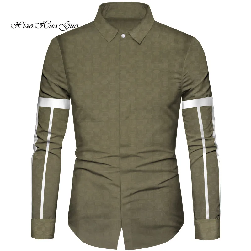 10 African Clothes Men Top Shirts Bazin Riche African Men Clothes Cotton Print Patchwork Formal Shirts Traditional African WYN832 - Цвет: 10