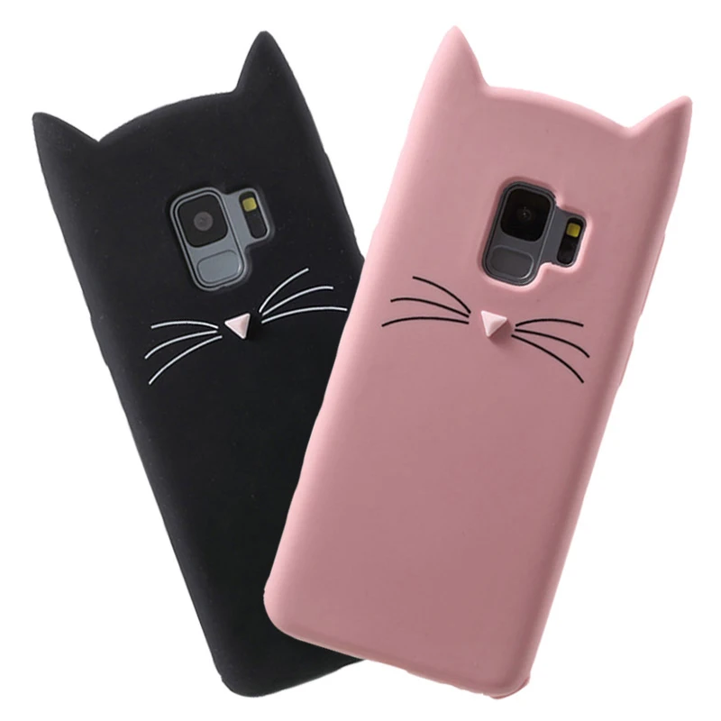 

Cute 3D Cartoon Beard Cat Silicone Case For Samsung Galaxy S10 S9 S8 Plus S10e S6 S7 Edge Note 5 8 9 J4 J6 A6 Plus A7 2018 Coque
