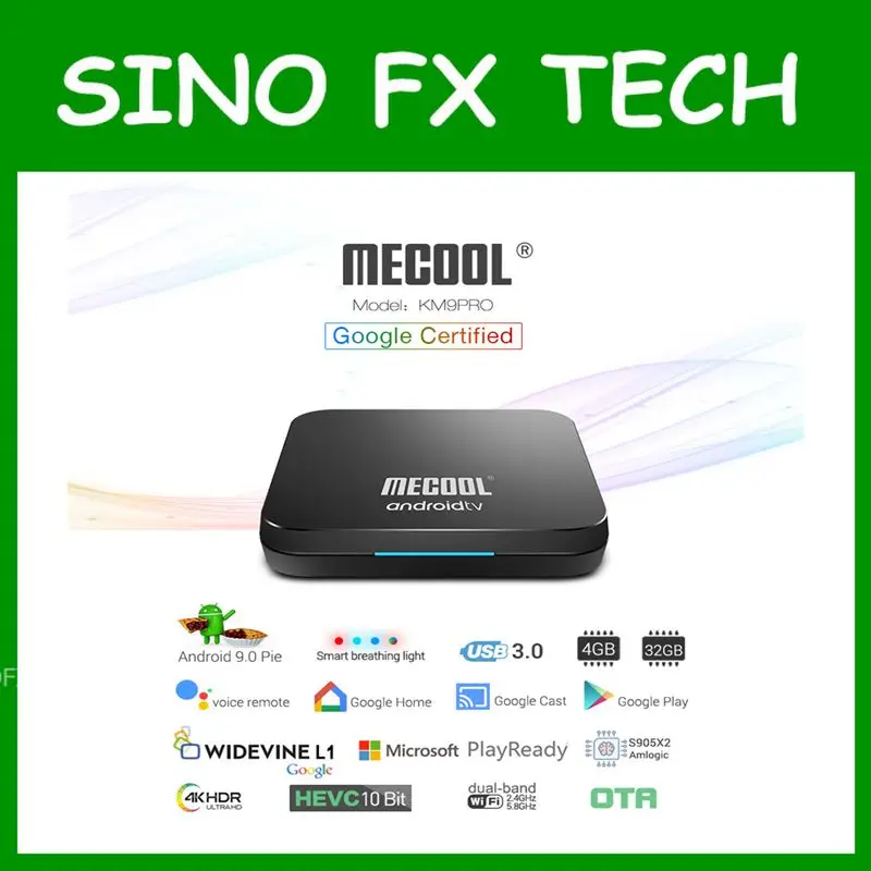 MECOOL KM9 PRO Android tv Google Сертифицированный Android 9,0 tv Box 4 ГБ 32 ГБ Dual Wifi BT4.0