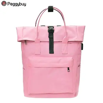 

Women External USB Charge Backpack Canvas Backpack Male Mochila Escolar Girls Laptop Backpack School Bags Backpack for teens