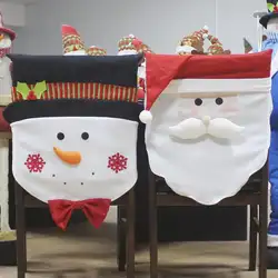 Санта-Клаус Снеговик чехлы на стулья бархатные шерстяные вечерние стулья для обеденного стола чехлы на заднюю панель веселые