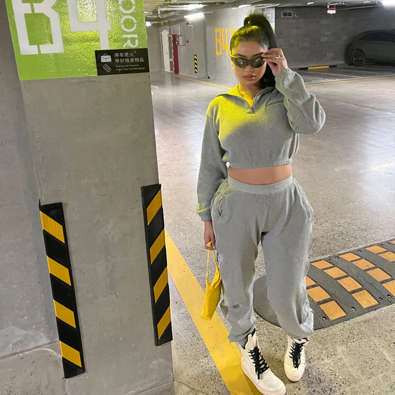 2 colori europei e americani lavati spessi Waffle catena filo dettaglio  coulisse pantaloni della tuta Set maglione Pullover|Pant Suits| - AliExpress