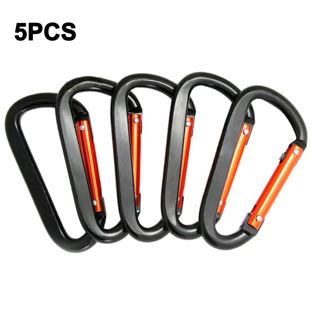 

5 Pcs Aluminum Alloy Carabiner Camping Key Chain Hook Multi-function Outdoor Rivet Flattening Carabiner Random Color