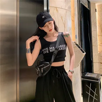 

Spring Autumn New Novel Chic Letter Print Women Sets Korean Style Tops Vest Pants 3 Pieces Sets Black White XXL: