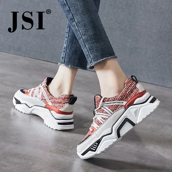 

JSI Fashion Mixed Colors Women Flats Cross-Tied Lace-Up High Quality Cow Leather Letter Print Shoes Flat Platform Sneakers JO444