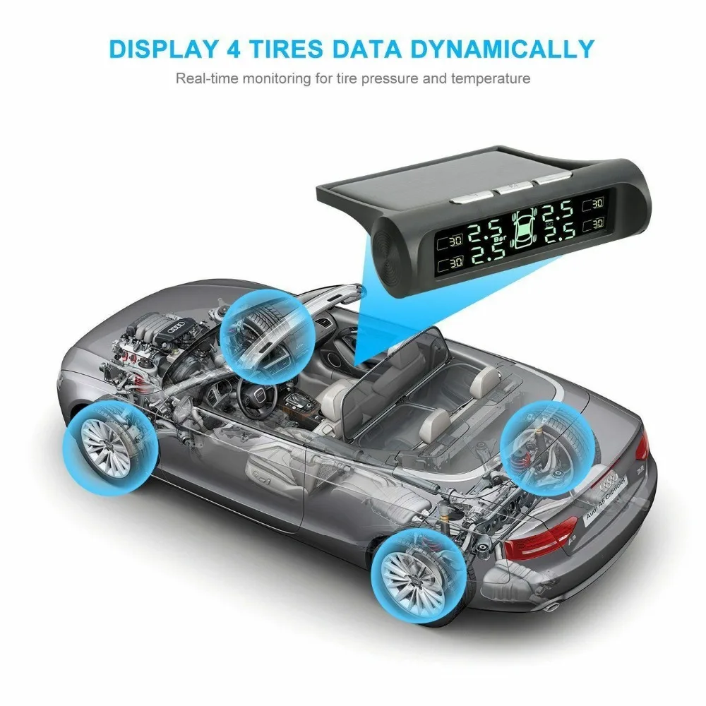 Авто TPMS система контроля давления в шинах Автомобильный дисплей внутренний/внешний Солнечная энергия Предупреждение предупреждение о температуре
