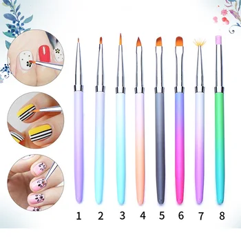 

1 PC Nail Liner Brush Gradient UV Gel Nail Painting Drawing Pen Brush Colorful Handle Nail Art Tools for DIY Nail