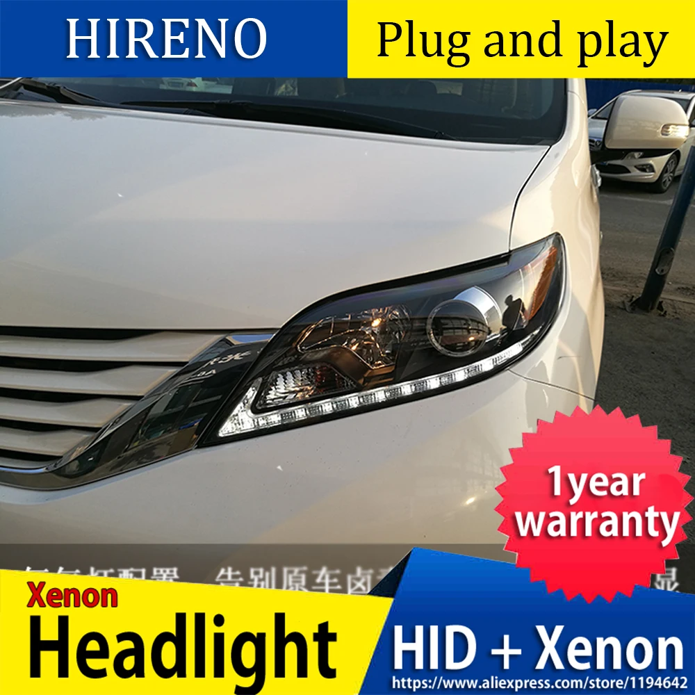 Автомобильные фары для Toyota Sienna светодиодный налобный фонарь 2011 2012 2013- год Стиль ForSienna лампы передних фар