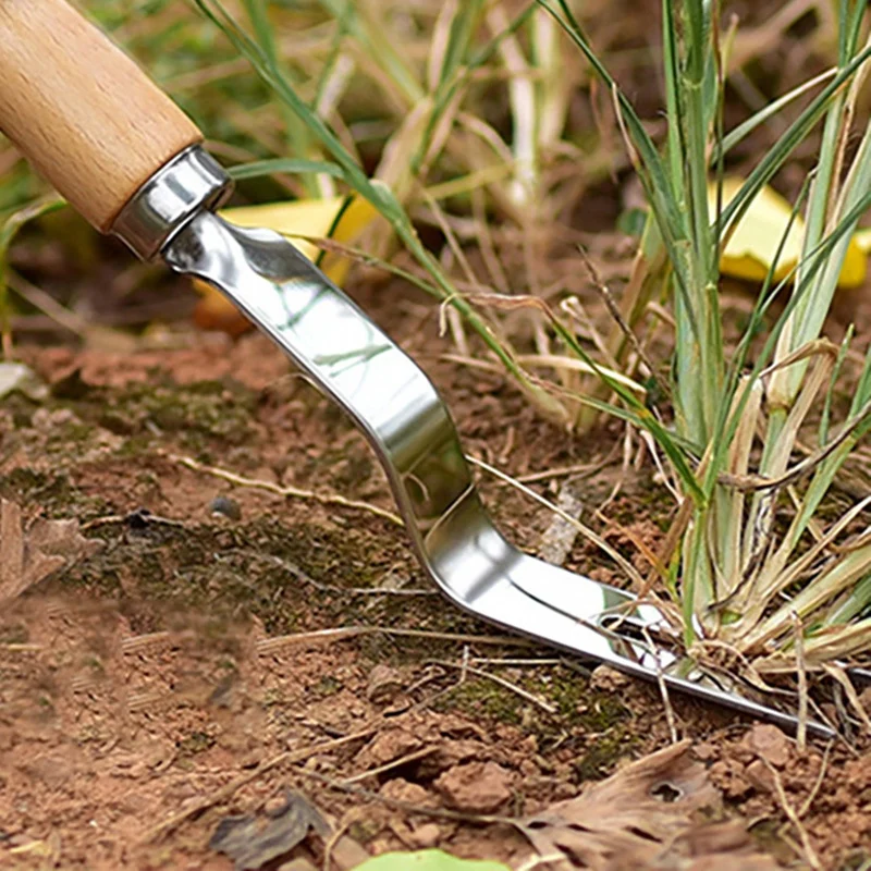 ABUI-Home руководство Weeder с деревянной ручкой, металлическая вилка, рассада, рассада, расрассадочная машина, инструменты для прополки для сада 28 см