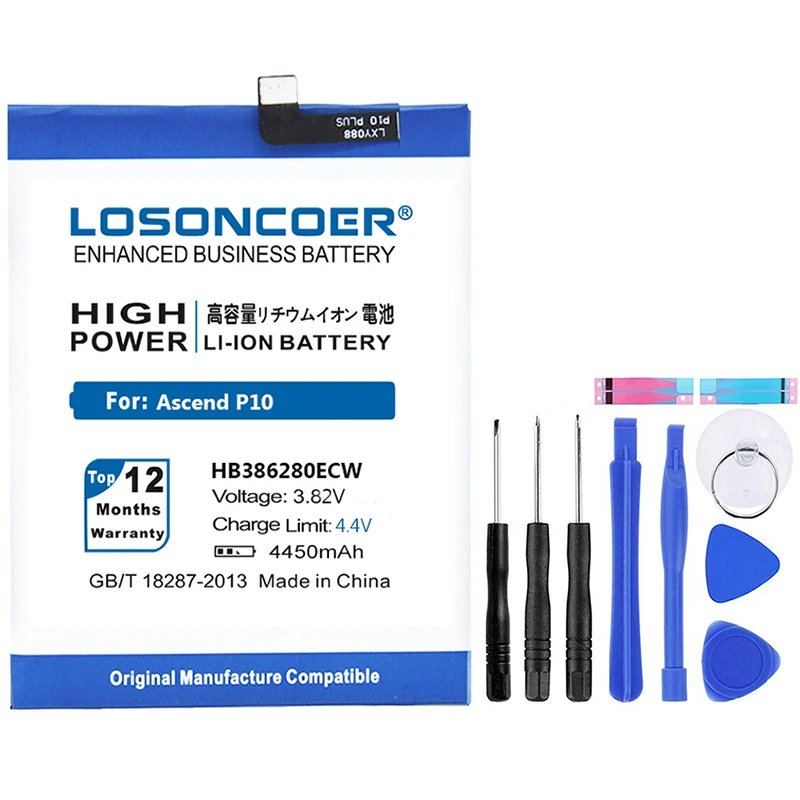 LOSONCOER 4450 мАч HB386280ECW для huawei Ascend P10 5," honor 9 STF-L09 STF-AL10 STF-AL0 Высококачественная батарея