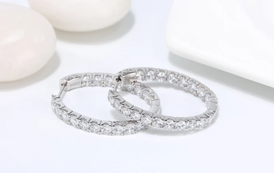Effie queen женские серебряные серьги-кольца из натуральной 925 пробы, серьги овальной формы из стерлингового серебра, подарочный набор украшений для ушей, TSE223