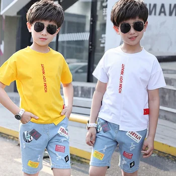 

New Summer Boys Clothing Sets Children T-shirt Short Sleeve+Pants Set Two Pieces Set Kids Baby Boys Clothes 6 8 10 12 14 Years