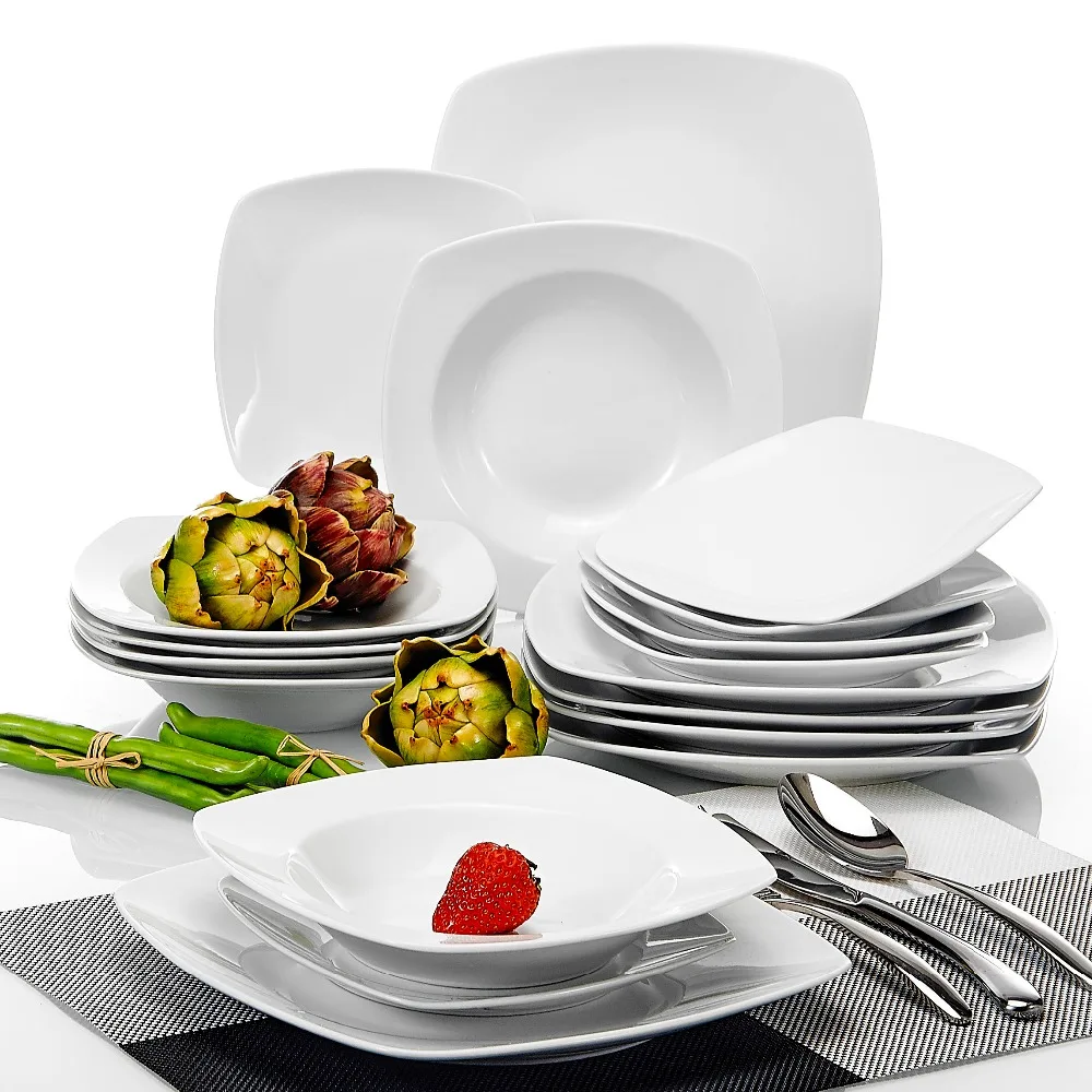 US $43.49 Malacasa Julia 18Piece Ceramic Porcelain Tableware Dinner Set With 6Dinner Soup Dessert Plates Set Service For 6 Person