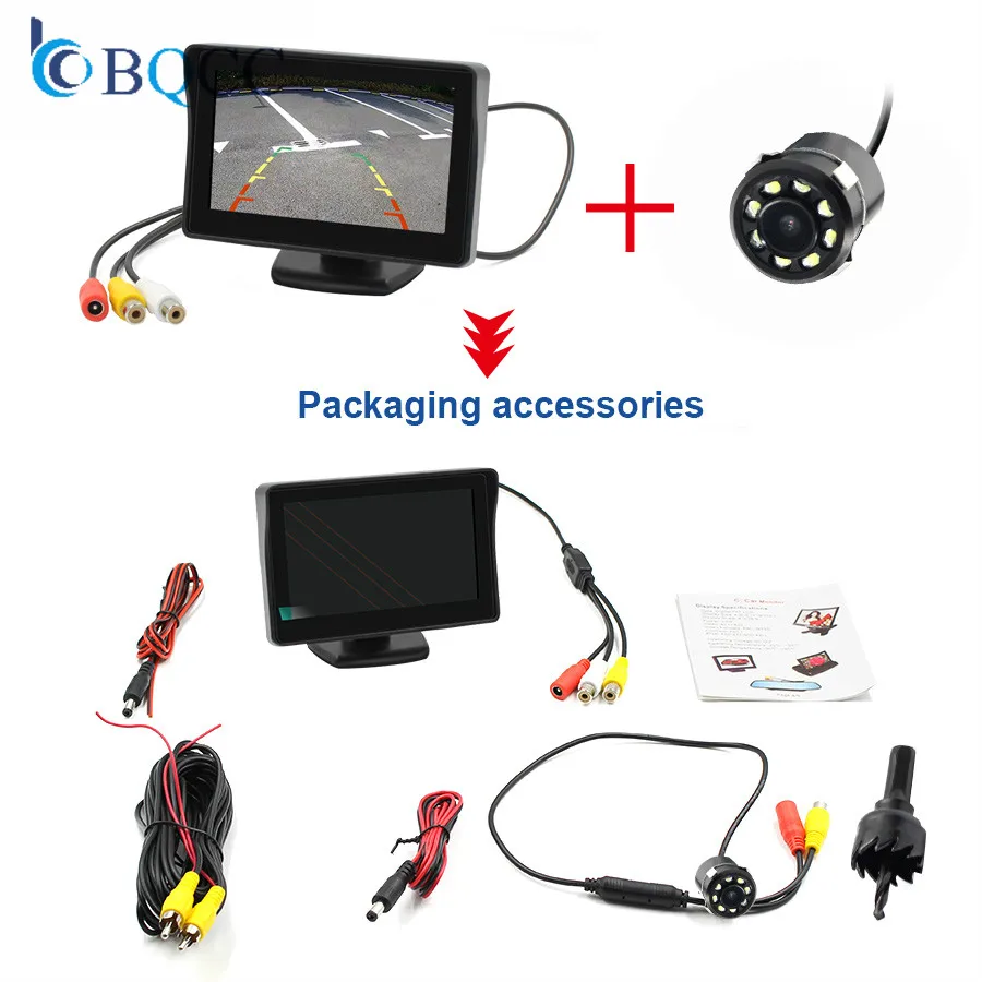 4," Авто 2 в 1 TFT lcd цветной монитор+ светодиодный ночного видения парковочная камера заднего вида камера скрытого наблюдения CCD с автомобильными мониторами