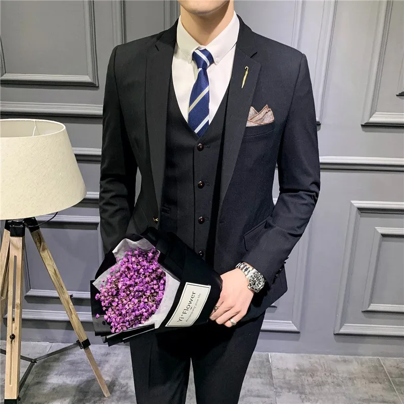 Suit Set Blazer 3pcs Set Groom Wedding Plus Size Work Business Men S Clothing Suits Suit Separates Mens Clothing