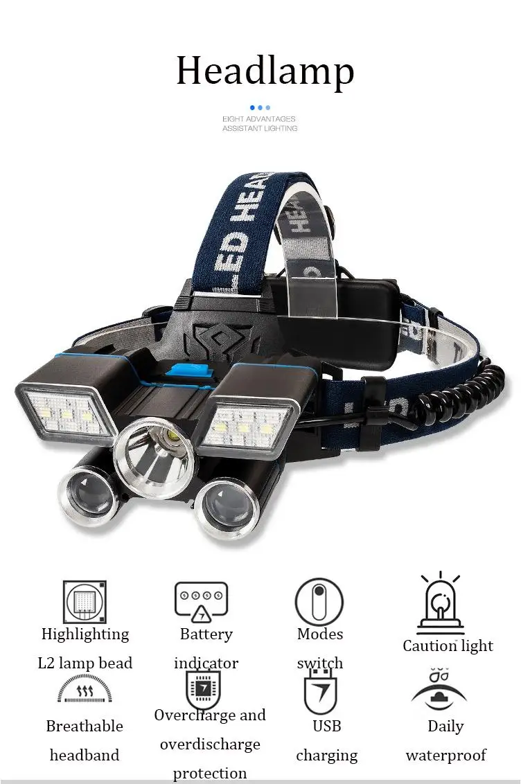 XANES TM-G20 1600LM L2+ T6+ патч белый/красный синий свет регулируемый фонарик на голову USB Водонепроницаемый Кемпинг Туризм Велоспорт Рыбалка