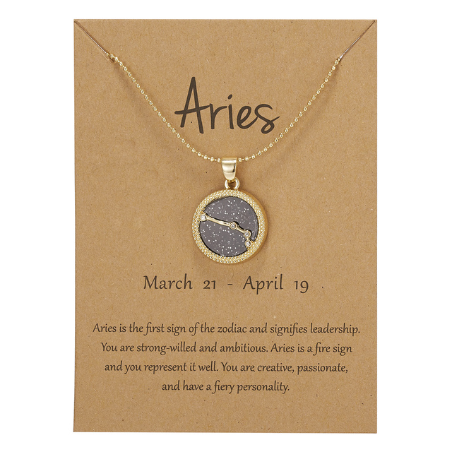 Zodiac Constellations Necklace Geometric Round Pendant Gold Silver Color Chain Necklace Unisex Friendship Jewelry Lover Gifts