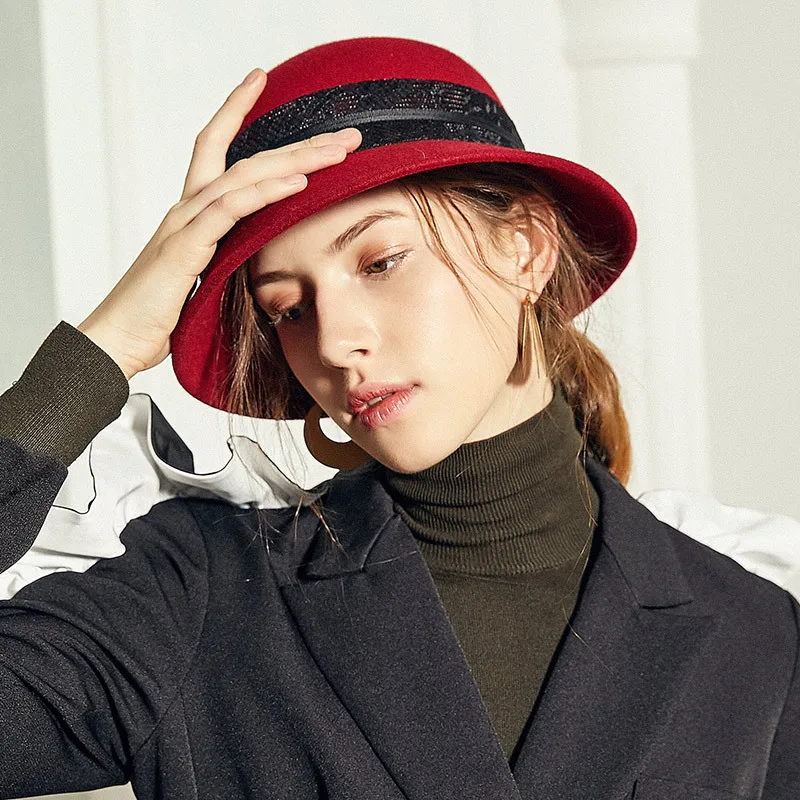 Брендовая дизайнерская женская панама зимняя теплая шерсть Gorros шапки для рыбака уличная Осенняя дамская шляпа с кружевным бантом