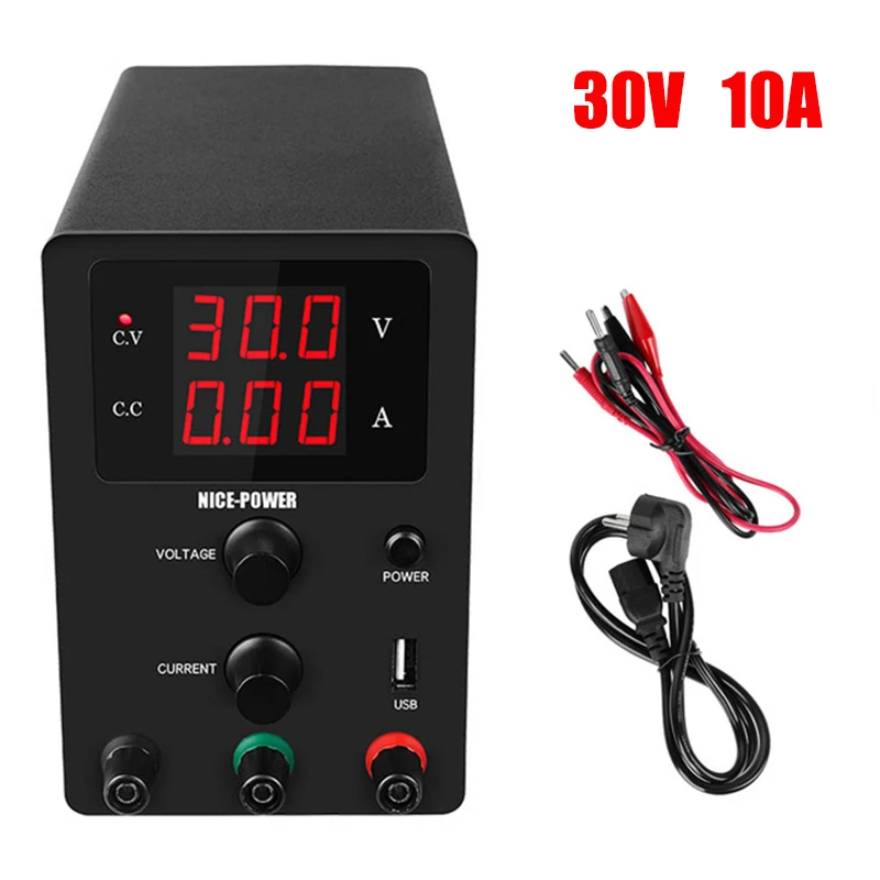 30V 10A black USB лабораторный источник питания DC 30 в 10A настольный источник Цифровой 30 в 5A Регулируемый источник питания стабилизатор тока источники питания для телефона - Цвет: 30V 10A black