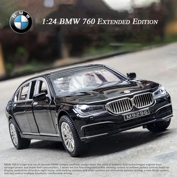 

1:24 Bm 760 Extended Alloy Car Model Toy Sound And Light Door Simulation Force Control Car Ornaments Souvenir Gift Toys For Kids
