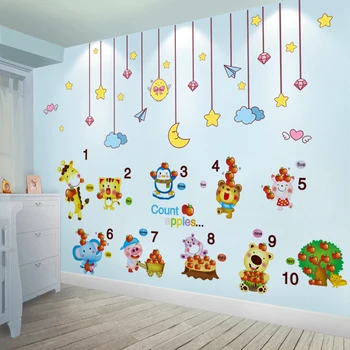 

[shijuekongjian] Cartoon Stars Clouds Hangings Wall Stickers DIY Apples Animals Wall Decals for Kids Bedroom Home Decoration