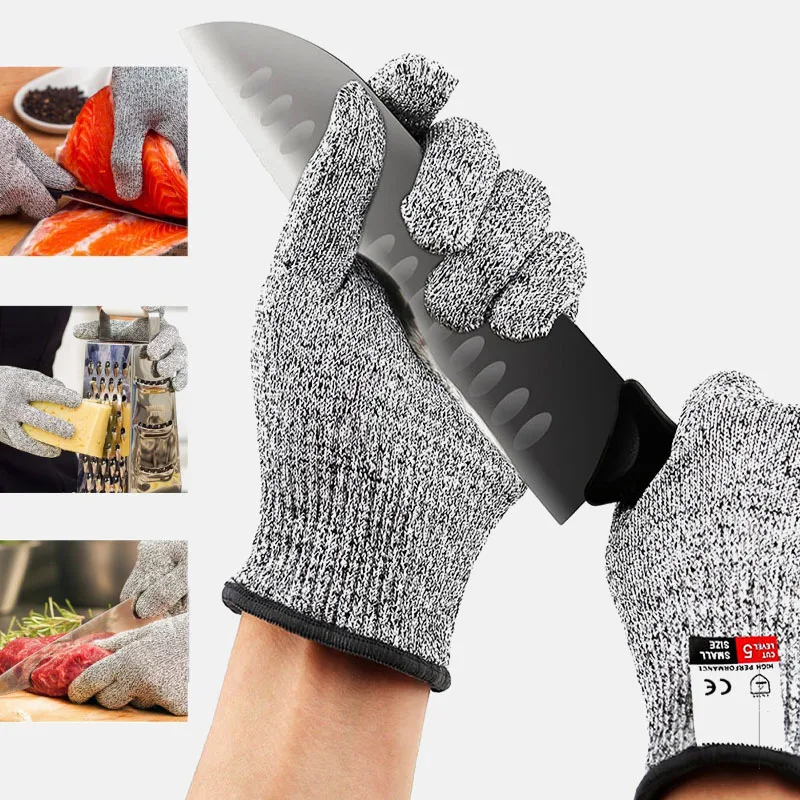 Anti-cut Level Work Gloves Safety Cut-Resistant Anti Cut Proof GMG Grey Kitchen magic gloves | Дом и сад