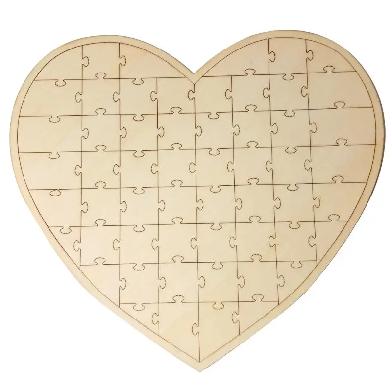

Rustic Wooden Heart Guestbook Jigsaw Puzzle Guest Book Alternative Wedding Party Favors Personalized Gift