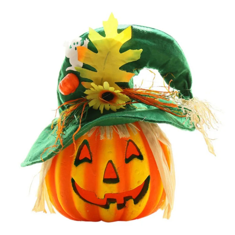 Halloween Light Up Pumpkin Lantern Witch Hat Jack-o-Lantern Decorations Foam Pumpkin Halloween Decorations Props Party Supplies