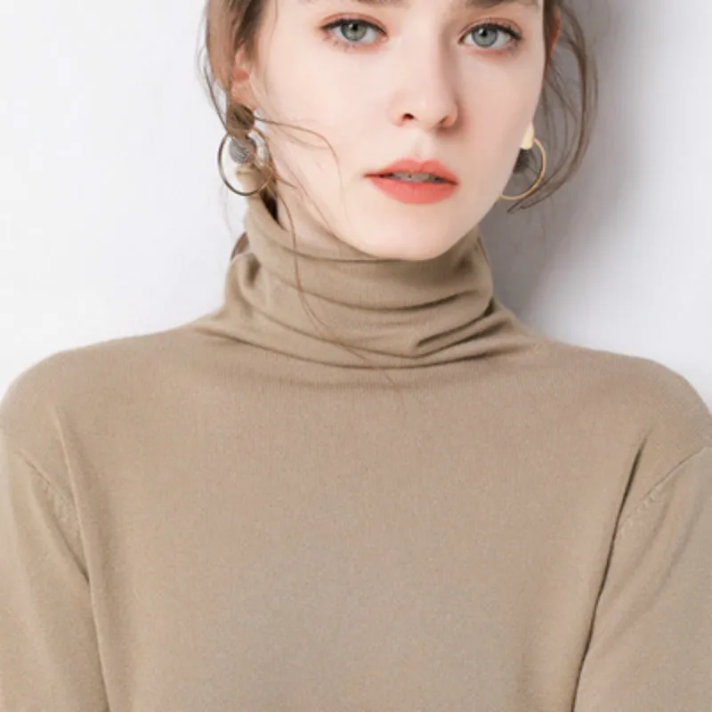 

Women Turtleneck Sweater Spring 2020 Lady Base Pullover Women's Crop Tops 10 Colors Sweaters Pull Femme My NewIn