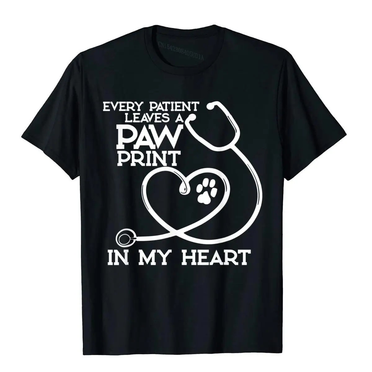 Veterinarian Vet Gift Paw Print in my Heart Funny Shirt__B13956black