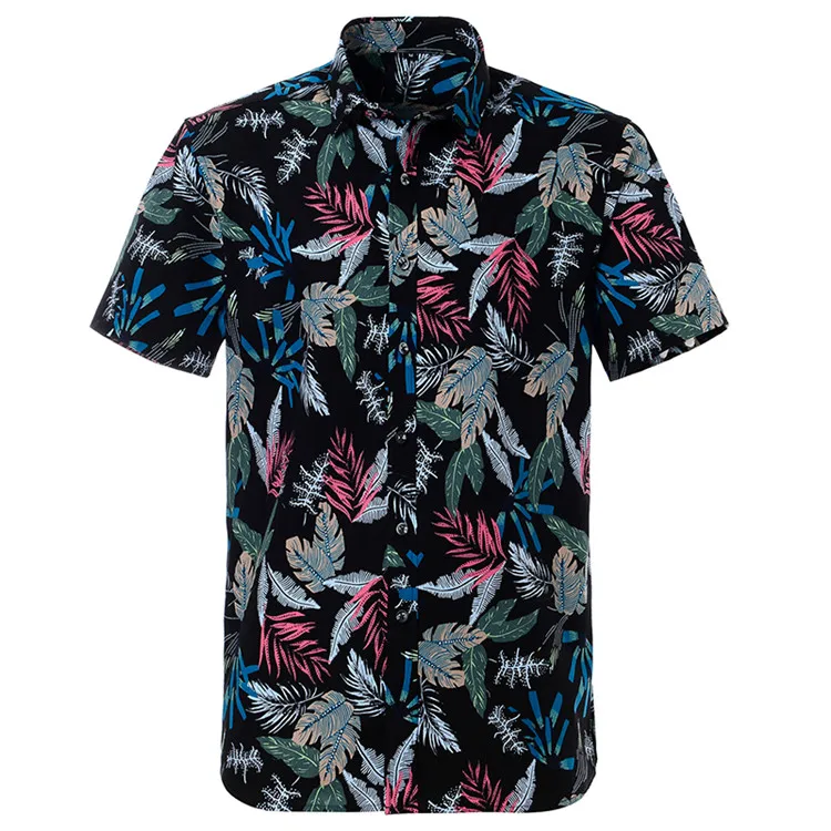 Summer Pure Cotton Mens Hawaiian Shirt Printed Short Sleeve Big Us Size Hawaii Flower Beach Floral Patterns 3
