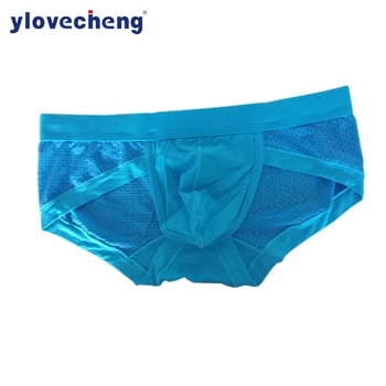 

Men's briefs mesh u protruding bag sexy low waist briefs summer cool breathable triangular underwear good quality underwear