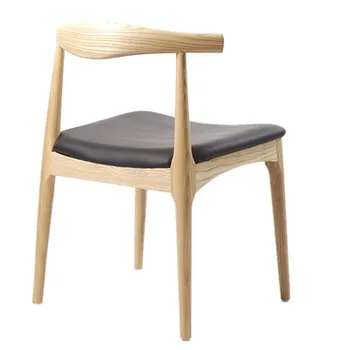 

Solid wood croissant chair simple nordic household backrest stool coffee restaurant milk tea shop dining table and chair combina