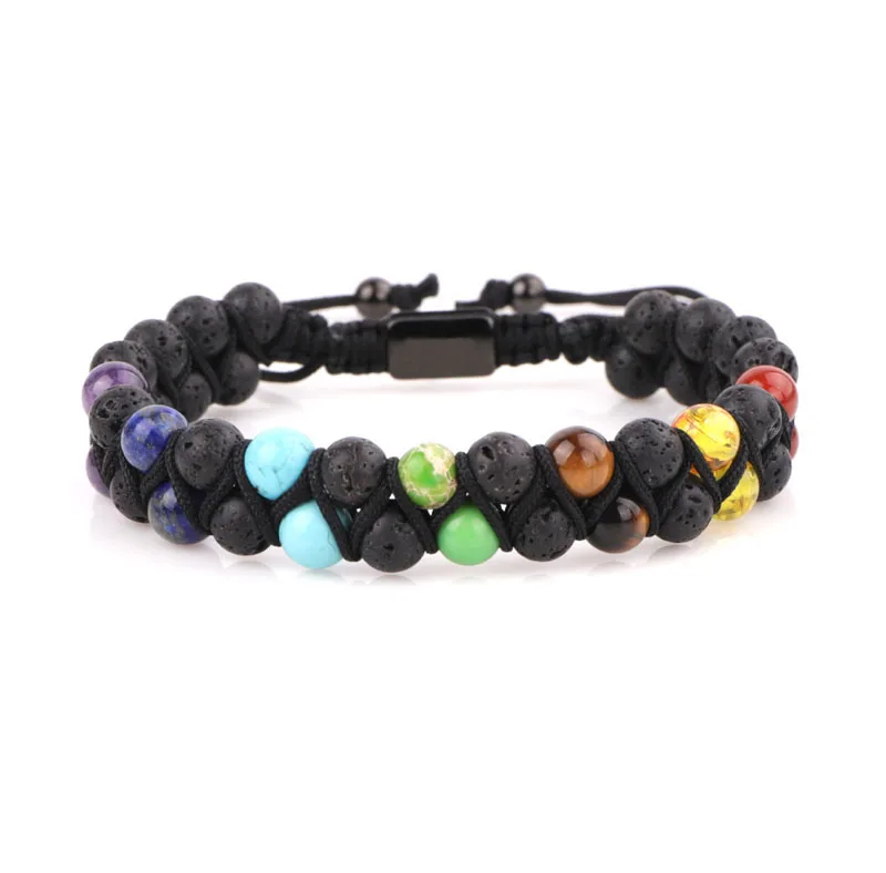 Men Women 6mm Lava Rock Stone Aromatherapy Essential Oil Diffuser Bracelet Braided Rope Natural Stone Yoga Beads Bracelets - Image 5