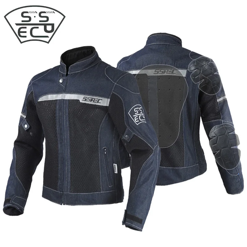Chaqueta de mezclilla de verano transpirable para motocicleta, chaqueta reflectante, chaqueta de carreras, chaqueta protectora